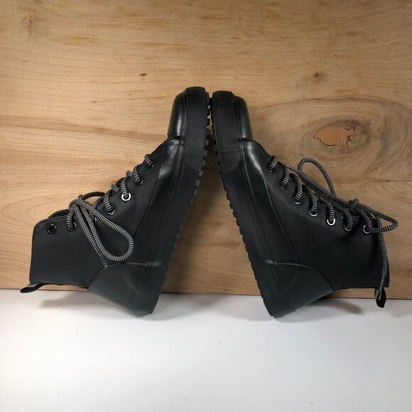 Hunter Unisex Target Dipped Canvas High-Top Sneakers Black&Black Size M6/W8 - Picture 7 of 9